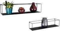 Industriedesign Wandregal 2er Set TINKA aus Metall in Schwarz 60cm & 65cm breit