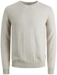 Jack & Jones JJEEMIL Knit Crew Neck NOOS Herren, Oatmeal/Detail:Melange, XS