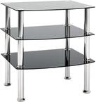 HAKU Edelstahl Beistelltisch Glasplatte schwarz - silbernes Gestell Sofatisch modern