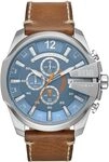Diesel Herrenuhr Mega Chief, QuarzChronographenwerk, 51mm Silbernes Edelstahlgeh&auml;use