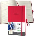 SIGEL C2464 Terminplaner Wochenkalender 2024, ca. A5, rot, Hardcover, 192 Seiten,