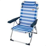 AKTIVE Strandstuhl, faltbar, Kippschutz, Blau, 5 Positionen, robust und leicht, mit