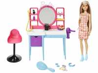 Barbie Totally Hair Spielset - Puppe, Frisiertisch, 15+ Accessoires,