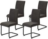Hela Tische, 4er Set Esszimmerstuhl Schwingstuhl Linn, Webstoff+Mikrofaser Braun,