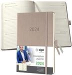 SIGEL C2460 Terminplaner Wochenkalender 2024, ca. A5, taupe, Hardcover, 192 Seiten,