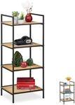 Relaxdays Standregal 4 Ablagen, Bambus & Metall, offenes Regal, Stehregal Flur,