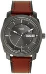 Fossil Machine Uhr f&uuml;r Herren, Quarzwerk mit Edelstahl- oder Lederarmband, Grau,