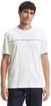 TOM TAILOR Herren T-Shirt mit Streifen-Print & Logo, 20000 - White, M
