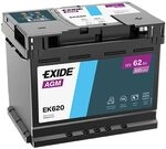 Exide EK620 - Autobatterie AGM - 12 V 62Ah 680A - L 242mm B 175mm H 190mm