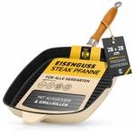 Kr&uuml;ger Gusseisen Steakpfanne Savanna 28x28 cm Rillenboden | creme schwarz |...