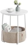 VASAGLE Beistelltisch rund, Kleiner Tisch, Couchtisch klein, Wohnzimmertisch, Korb