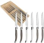 Lou Laguiole 2511MWWA00K35 Tradition Steakmesser Set, Klingestahl 13/0, Silber