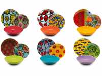 Excelsa Afrika Tellerservice 18 Stück, Porzellan und Keramik, mehrfarbig