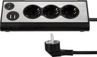 REV LightSocket, Dreifachsteckdose beleuchtet (LED) 2xUSB, 3680W, schwarz