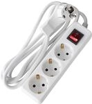 as - Schwabe 3-fach Steckdosenleiste wei&szlig; mit Flachstecker -2 m Kabel - Schalter &