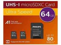 Philips Ultra Speed microSDXC Card 2x 64 GB + SD Adapter UHS-I U1,