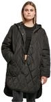 Urban Classics Damen Ladies Oversized Diamond Quilted Hooded Coat Mantel, Schwarz, S