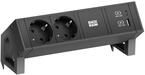 BACHMANN DESK2 2xSchutzkontakt USB A&C, USB Charger 22W 0,2m GST18 Schwarz
