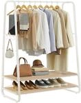 VASAGLE Kleiderst&auml;nder, Garderobenst&auml;nder, Garderobe, 2 Ablagen, 6 Haken in...