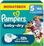 Pampers Baby-Dry Paw Patrol Edition Gr&ouml;&szlig;e 5, 186 Windeln, 11kg-16kg, Bis zu