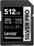 Lexar SILVER PRO SD Karte 512GB, UHS-II SD Speicherkarte, V60, U3, C10, bis zu