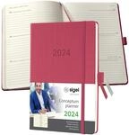 SIGEL C2470 Terminplaner Wochenkalender 2024, ca. A5, rot, Hardcover, 192 Seiten,