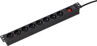 as - Schwabe 19" Steckdosenleiste 8-Fach schwarz - 1HE - 3 m Kabel mit