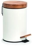 Zeller 18908 Kosmetikeimer, 3 ltr., Metall/Bambus, wei&szlig;, Soft-Close, ca. &Oslash;...