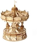 Robotime TG404 Merry-Go-Round Bausatz aus Holz hergestellt, Ma&szlig;e: 12 x 12 x 15 cm,