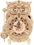 Robotime 3D Puzzle Holzbausatz Owl Clock Eulenuhr mit Beleuchtung, 161 Teile,