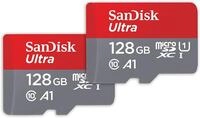 SanDisk Ultra microSDXC UHS-I-Speicherkarte 128 GB + SD-Adapter 2er-Pack (F&uuml;r
