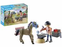 PLAYMOBIL Horses of Waterfall 71357 Hufschmied Ben & Achilles, interaktive