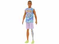 Barbie Ken Fashionistas Puppe Nr. 212 mit Beinprothese in Shirt mit Los
