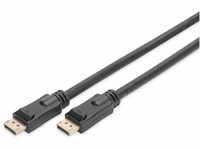 DIGITUS DisplayPort-Kabel mit Verstärker - UHD 4K/60Hz - 10m - Verriegelung -