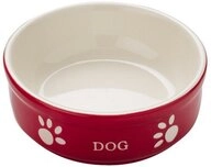 Nobby Hunde Keramiknapf Dog, rot/beige 13,5 X 13,5 X 5 cm, 1 St&uuml;ck