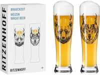 RITZENHOFF 3481008 Weizenbierglas 500 ml - 2er Set - Serie Brauchzeit - Tier...