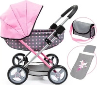 Bayer Design 12766AA, Bayer Design Puppenwagen Cosy grau mit rosa Punkten grau/rosa