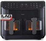 MEDION LIFE P20 XXL Twin Doppelzonen-Hei&szlig;luftfritteuse MD 11760 schwarz, 100 Rezepte