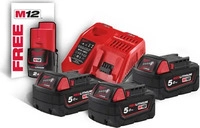 Milwaukee 18V Akku Starter-Set 18 Volt bestehend aus: 3 Akkus 18V/ 5,0 Ah und