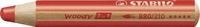 Stabilo 880/310, Stabilo Buntstifte woody 3 in 1, 880/310, rot, rund, jumbo