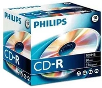 Philips CR7D5NJ10/00, Philips CD-Rohlinge CR7D5NJ10/00 CD-R, 700 MB, Jewel Case...