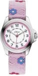 s.Oliver Kinderuhr mit Canvasband in blumigem Design SO-3175-LQ - silber