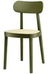 Thonet - 118 Stuhl, Rohrgeflecht mit Kunststoffst&uuml;tzgewebe / Buche olivgr&uuml;n gebeizt