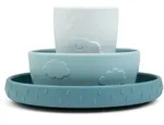 Done by Deer - Silikon Stick & Stay Dinner Set, Friends, blau (3er-Set)