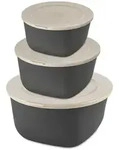 Koziol - Connect Vorratsdosen-Set Stockholm, 4 l ,2 l, 1 l, nature ash grey (3er-Set)