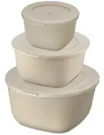 Koziol - Connect Vorratsdosen-Set Stockholm, 4 l ,2 l, 1 l, nature desert sand