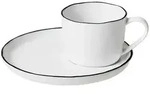 Broste Copenhagen - Salt Tasse mit Untertasse S, 10 cl, wei&szlig; / schwarz