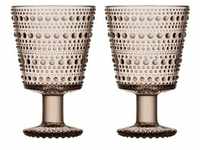 Iittala - Kastehelmi Trinkglas mit Fuß 26 cl, leinen (2er-Set)