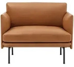 Muuto - Outline Sessel, Cognac silk leather / verkehrsschwarz (RAL 9017)