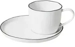 Broste Copenhagen - Salt Tasse mit Untertasse L, 15 cl, wei&szlig; / schwarz